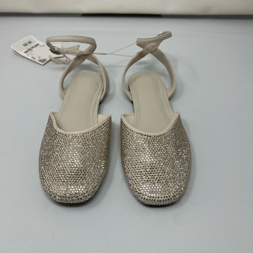 Zara| kids| slingback ballet flats| gold & cream| size Eur30 US 12.5 (girls)